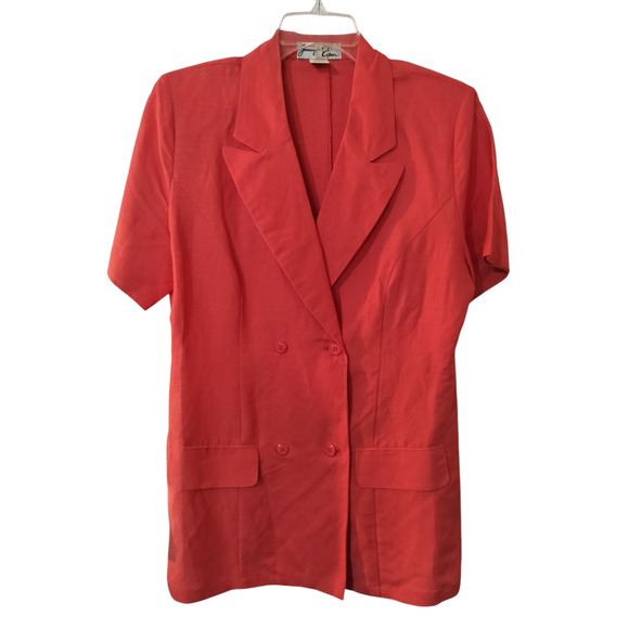 3247) Jennifer Eden Dark Coral Short Sleeve Jacket Short Set J (12 ) S ( 14) - Picture 3 of 10